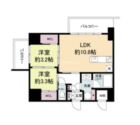 ＪＲ難波駅 徒歩3分 10階の物件間取画像